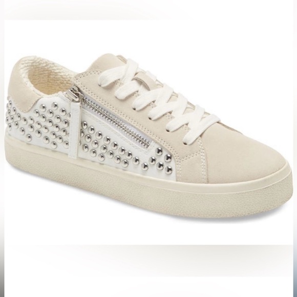 Steve Madden Shoes - Cream Studded‎ Low-Top Sneakers with Suede Finish